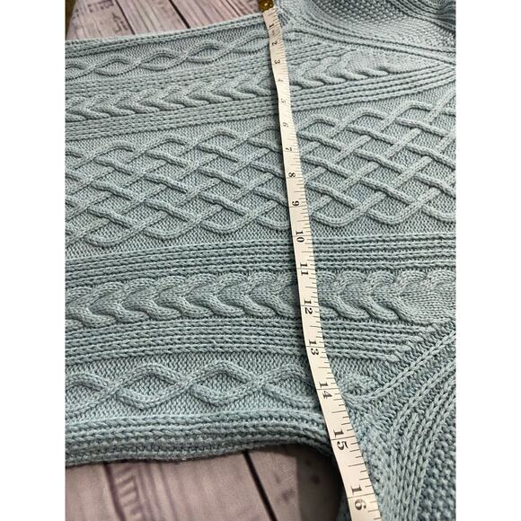 Talbots Cable Knit Sweater Womens Pp Blue Turtleneck Long Slv Cashmere Blend - Picture 6 of 10